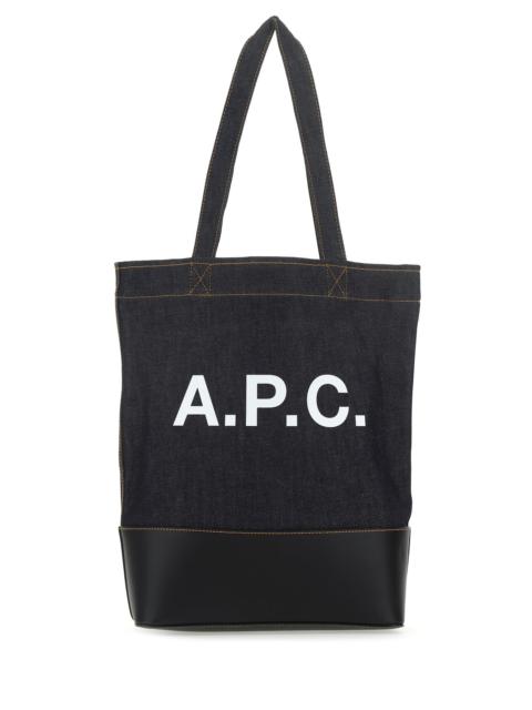 A.P.C. Blue denim and leather shopping bag