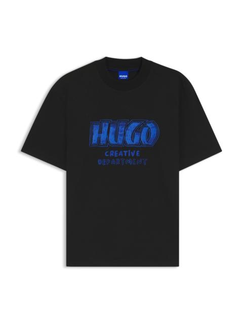HUGO LOGO-ARTWORK T-SHIRT IN COTTON JERSEY