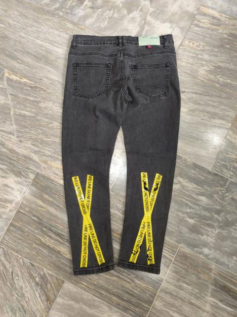 Off-White Off White Fire Line Yellow Logo Gray Slim Denim Jeans