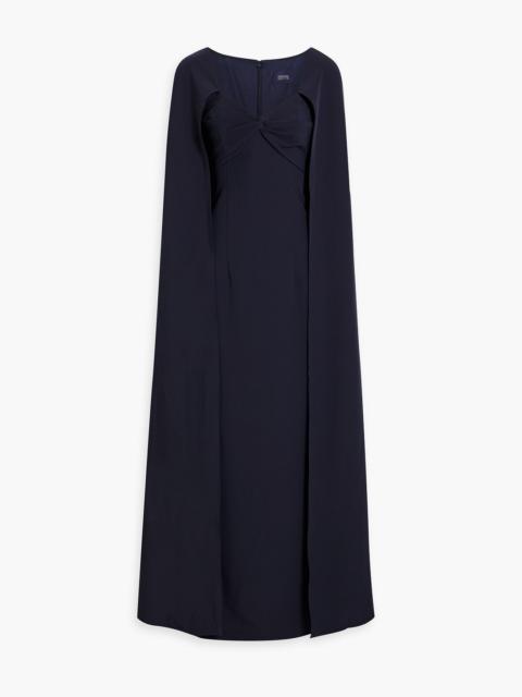 Other Designers Cape-effect twisted stretch-crepe gown