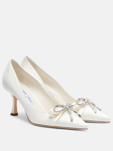 JIMMY CHOO Auria 70 embellished satin pumps