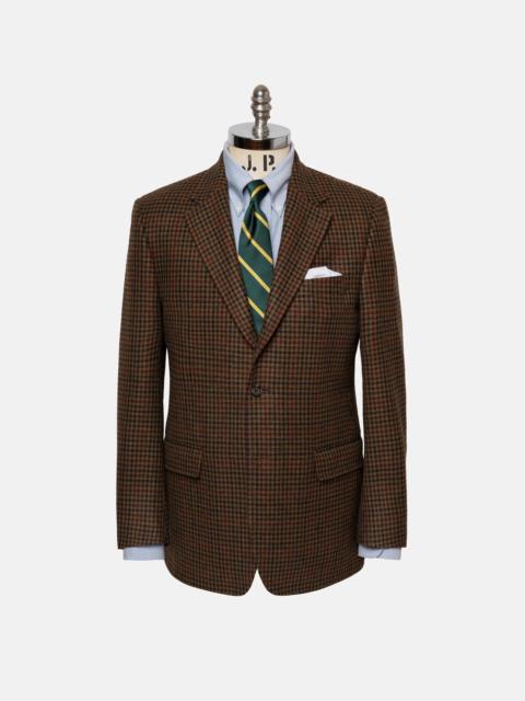 J. PRESS MADE-IN-CANADA WINDOWPANE OLIVE BROWN & RUST PURE CASHMERE SPORT COAT