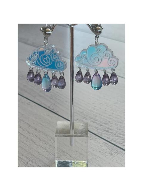 Other Designers Iridescent Cloud Earrings with Beaded Raindrops ~ Rain Cloud Earrings