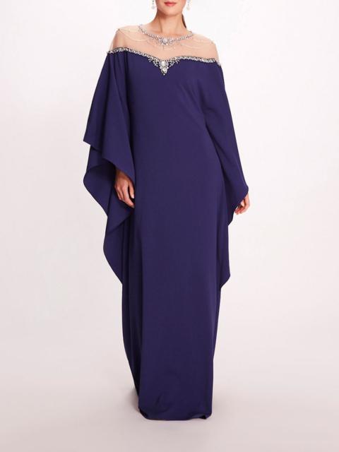 Marchesa EMBROIDERED ILLUSION KAFTAN GOWN
