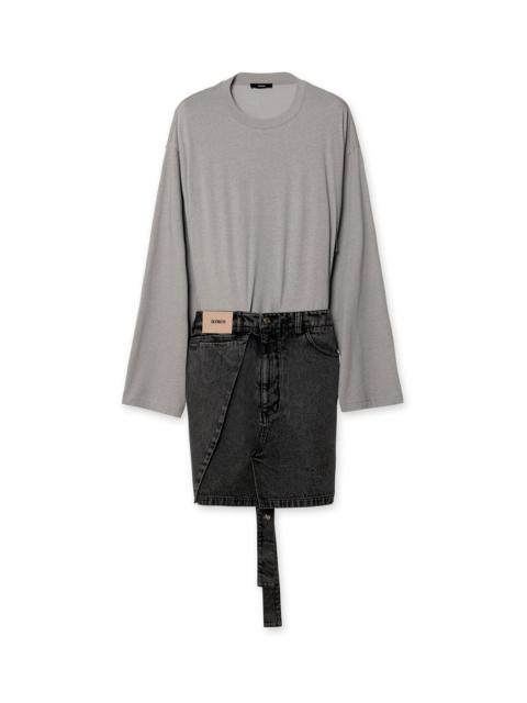 BONBOM Denim Inserted LS Tshirt