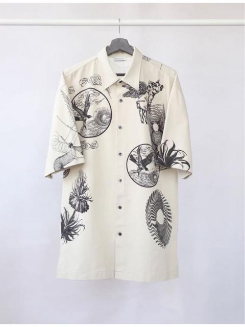 Dries Van Noten Dries Van Noten 23FW Cream White Patterned Oversized Short-Sleeve Shirt