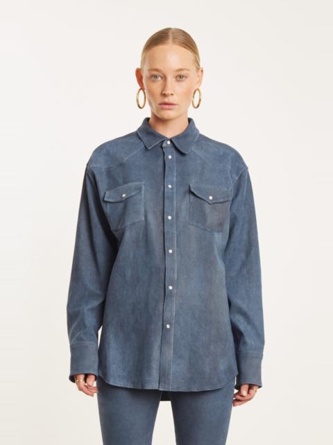 SPRWMN DENIM SUEDE WESTERN BUTTON DOWN