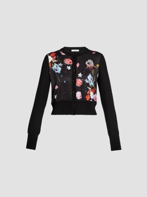 Erdem FLORAL PRINT PANEL CROPPED CARDIGAN