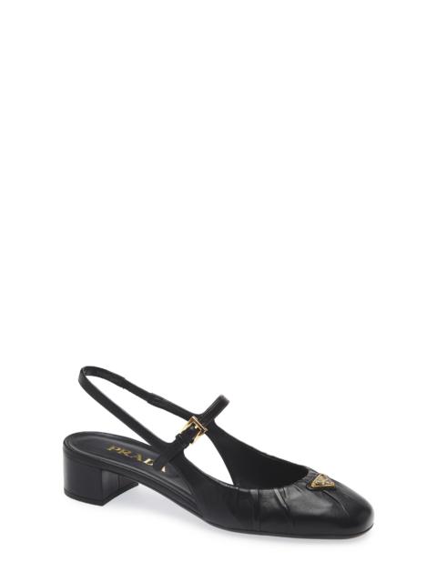 Prada Prada Ruched Mary Jane Slingback Pump in Nero at Nordstrom