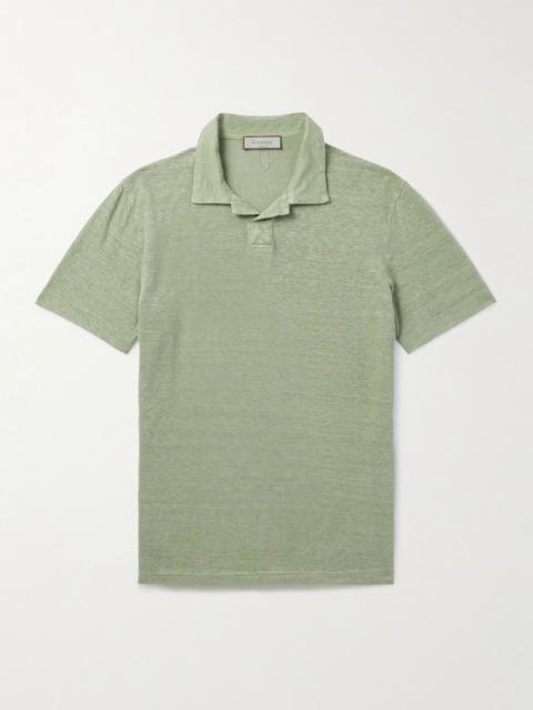 Canali Slim-Fit Linen Polo Shirt Green
