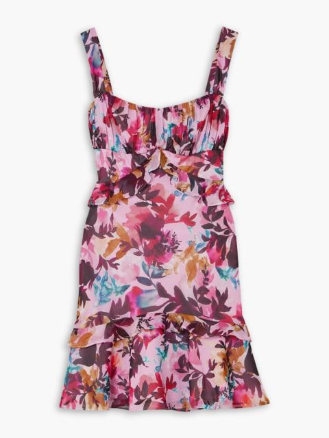 SALONI Chandra ruffled floral-print silk crepe de chine mini dress