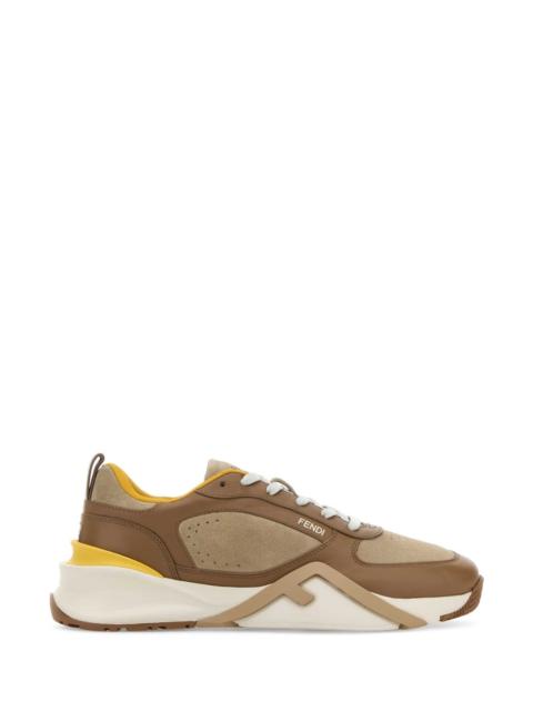 FENDI Fendi Men Two-Tone Leather And Suede Fendi Flow Sneakers