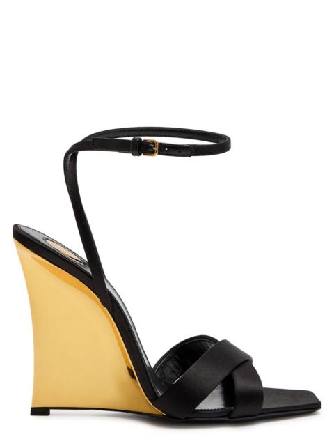 SAINT LAURENT Saint Laurent Lucienne 110 Crepe Satin Wedge Sandals