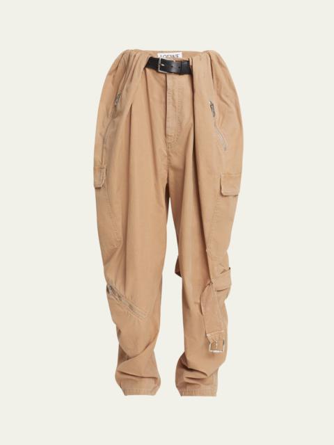 Oversized Balloon-Leg Cargo Trousers