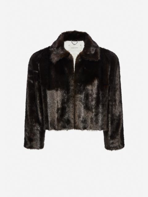 MAGDA BUTRYM Cropped faux fur jacket in dark brown