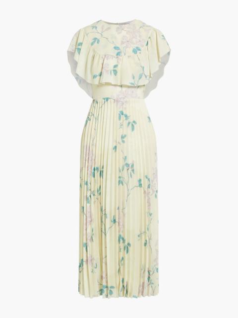 REDValentino Ruffled pleated floral-print crepe midi dress
