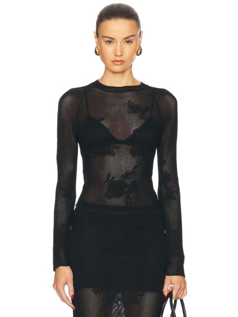 Fleur du Mal Lace Pointelle Long Sleeve Top