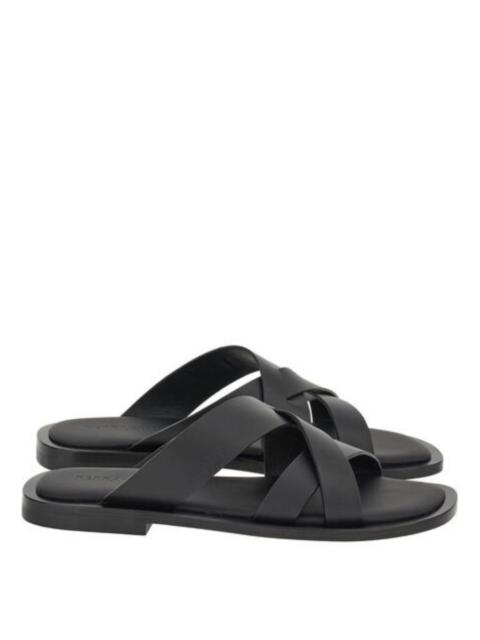 FERRAGAMO Ferragamo Men's Black Venice Cross-Strap Leather Sandals