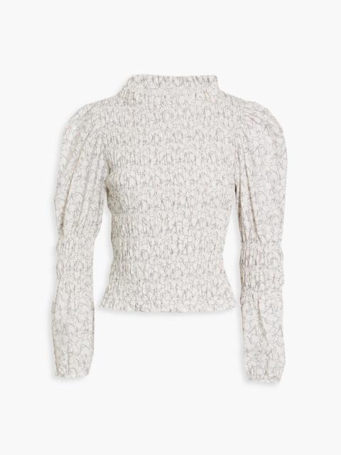 Other Designers Antoon shirred printed cotton-poplin top