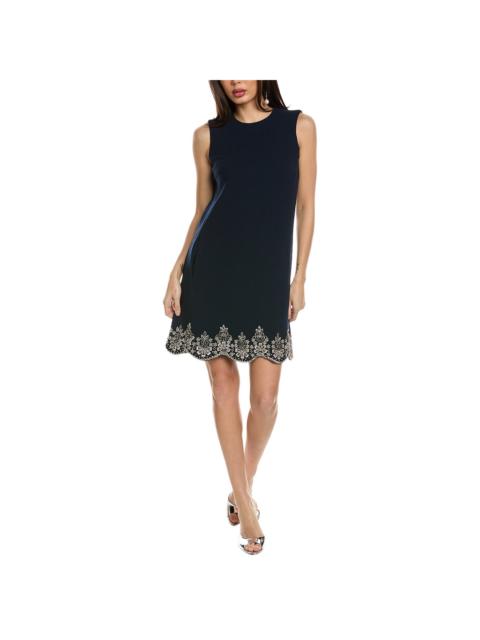 Oscar de la Renta Oscar de la Renta Sleeveless Crystal Scallop Embellished Silk-Lined Wool-Blend
Shift Dress
