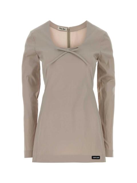 Miu Miu Miu Miu Women Dove Grey Stretch Poplin Mini Dress