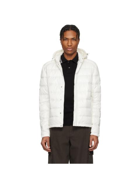 Moncler White Gliere Hooded Short Down Jacket