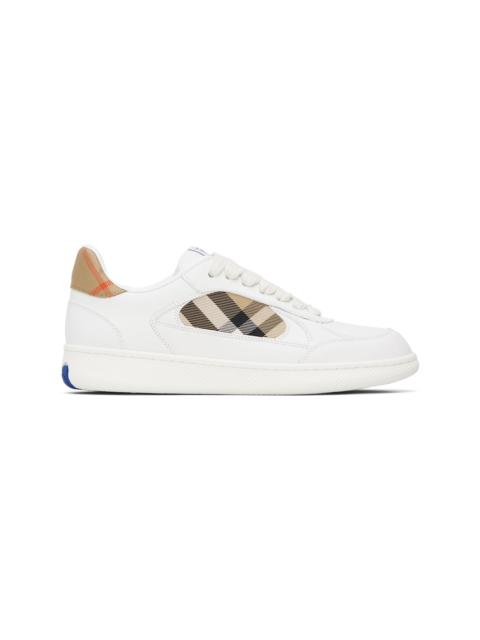White Leather and Check Terrace Sneakers​