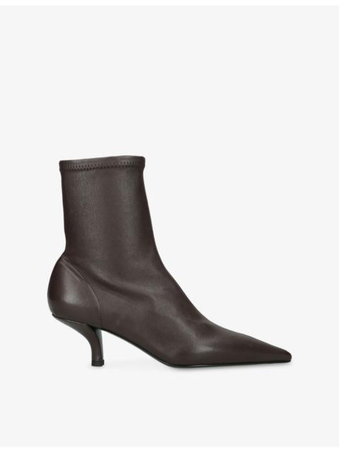 TOTEME Pointed-Toe Leather Heeled Ankle Boots