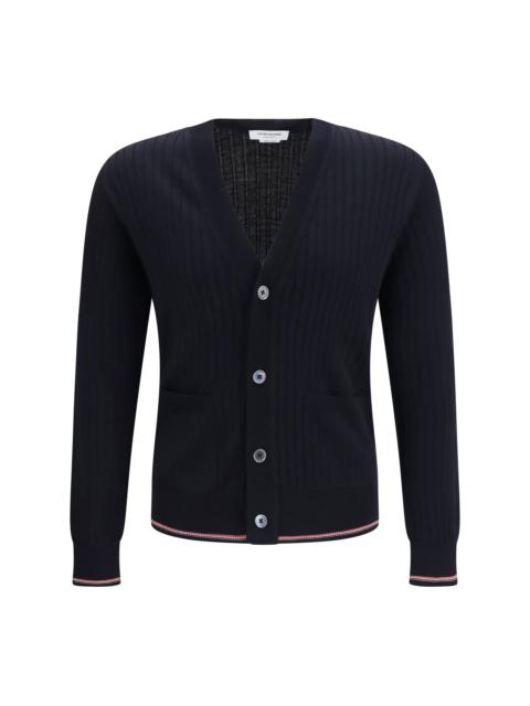 Thom Browne Thom Browne Ribbed Merino Wool Cardigan Navy