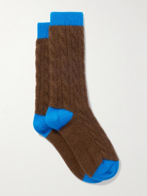 GUEST IN RESIDENCE Two-tone Cable-knit Cashmere Socks