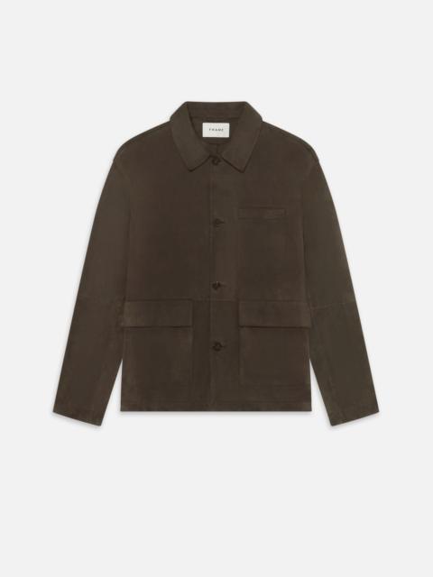 FRAME Suede Chore Coat in Dark Brown