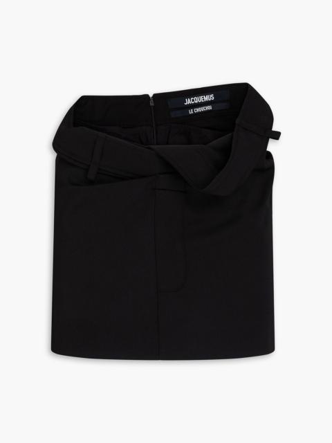 JACQUEMUS Bahia draped grain de poudre wool mini skirt