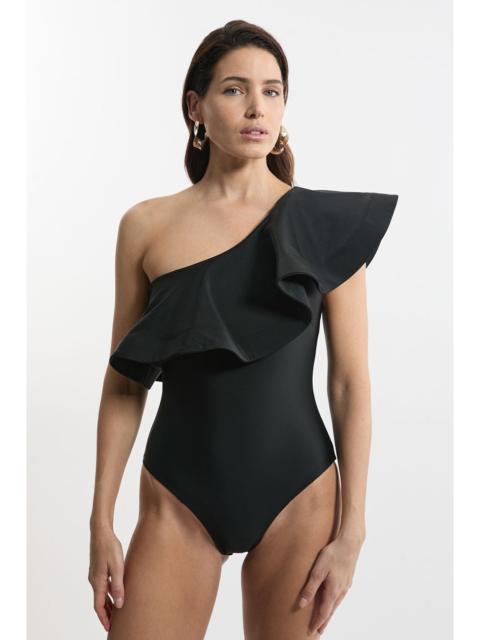 KAREN MILLEN Drama Ruffle One Shoulder Swimsuit