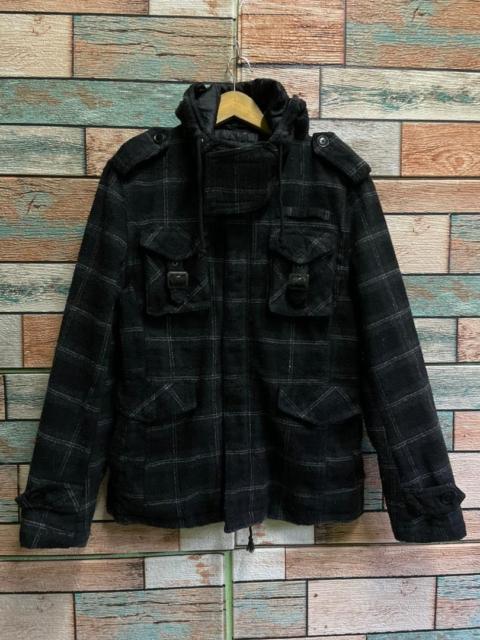 Other Designers In The Attic Rockers Garment Plaid Wool Hooded Jacket