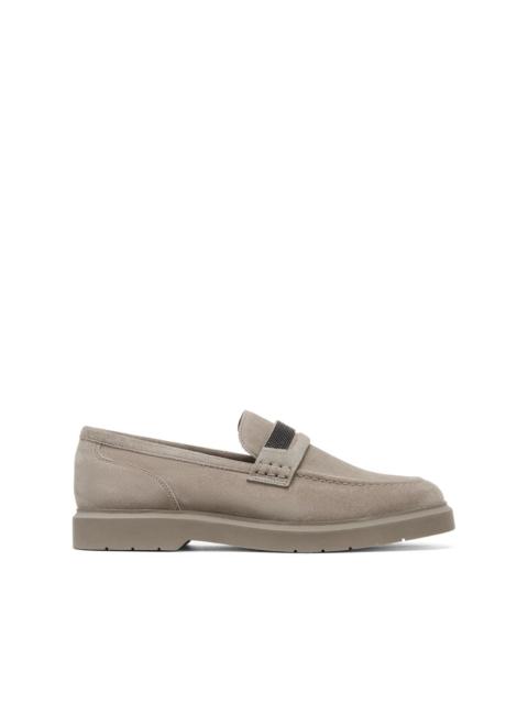 Brunello Cucinelli crystal-embellished suede loafers