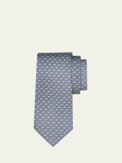 FERRAGAMO Men's Mini Whale-Print Tie