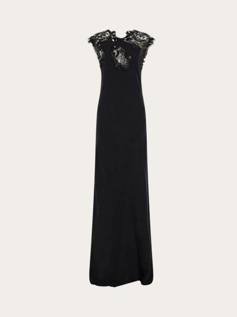 Silk dress with lace detail