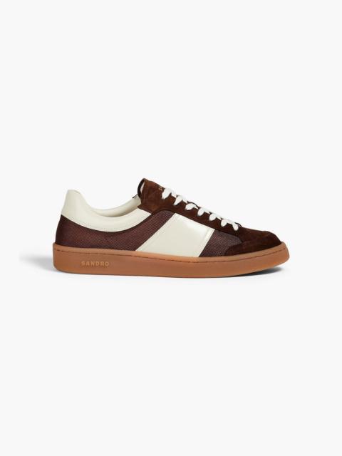 Sandro Two-tone mesh, leather and suede sneakers