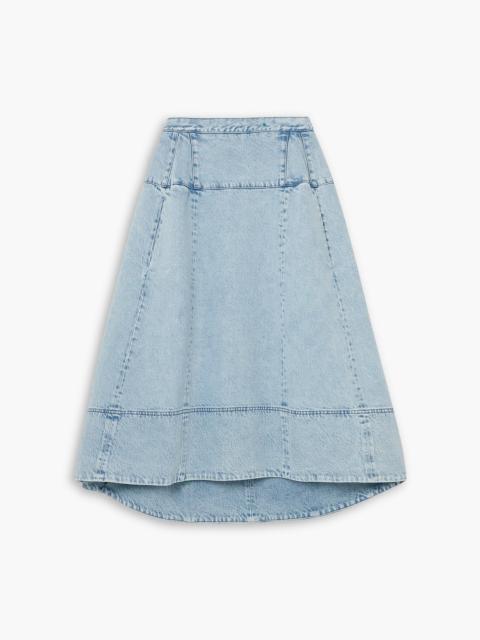 Tibi Paneled denim midi skirt