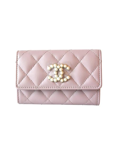 CHANEL Chanel Pearl CC Logo Flap Wallet Pink