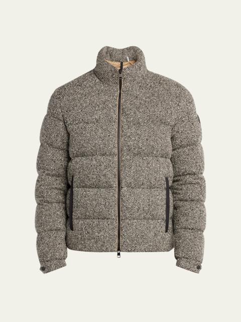 Moncler Men's Wool Melange Quilted Down Jacket