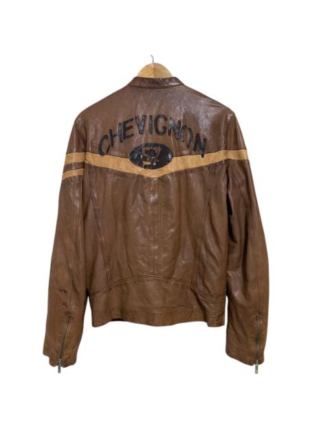 Other Designers Vintage Chevignon Leather Jacket Cafe Racer Brown Patina