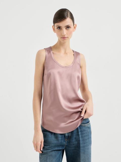 Brunello Cucinelli Stretch silk satin reversible top