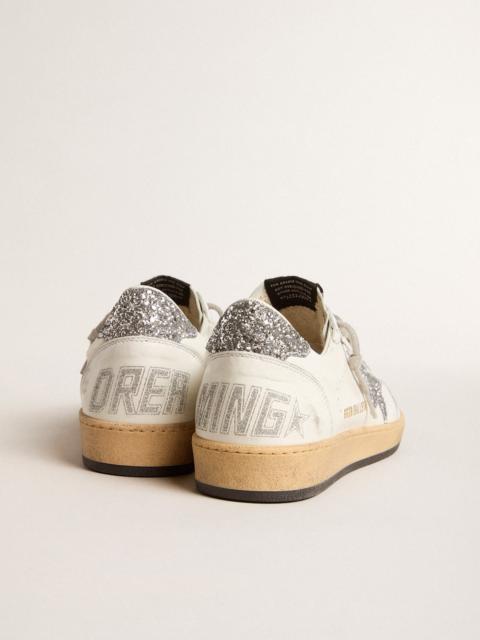 Golden Goose Women’s Ball Star Wishes in nappa leather with white star and glitter heel tab
