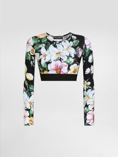 Dolce & Gabbana Activewear crop top in floral-print jersey