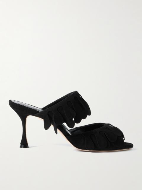 Manolo Blahnik Kelna 70 Fringed Suede Sandals