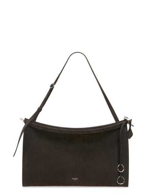 Alaïa Alaïa Large Le Click East/West Suede Shoulder Bag in Anthracite at Nordstrom