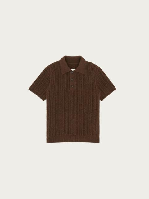 MM6 Maison Margiela Cable Knit Polo - Deep Brown