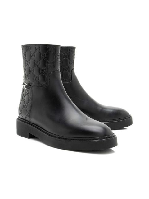 GUCCI Gucci Women's Leather Guccissima Leather Horsebit Ankle Boot (Authentic Pre-Loved)