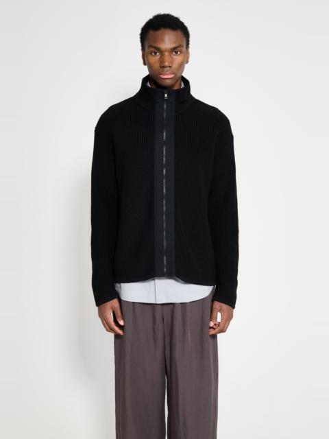 MARGARET HOWELL MARGARET HOWELL ZIP THROUGH CARDIGAN DRY WOOL BLACK